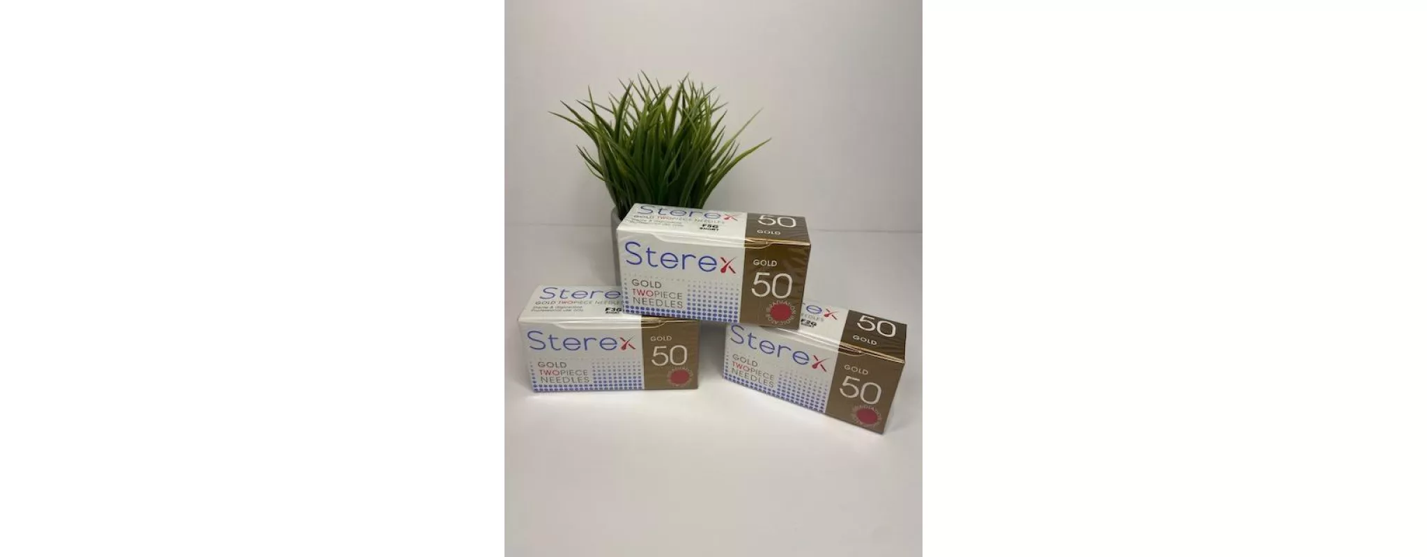 Sterex 2 piece Gold needles in a variety of sizes