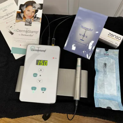 eDermaStamp Micro Needling machine used at Hilltop Electrolysis & Laser
